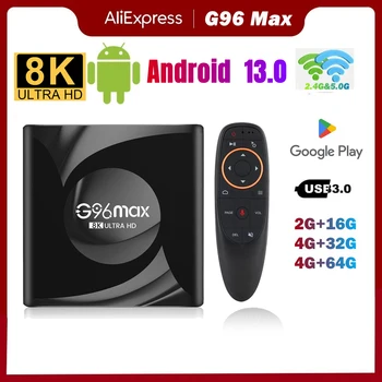 2023 G96 MAX R58 Smart TV Box Android 13 Cortex-A53 4G 64GB 32G 8K AV1 2.4&5G Dual Wifi, BT 5.0 Media Player, TV BOX Set Top Box