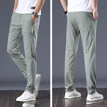 Uued Vabaaja Püksid Meeste Slim Sirge korea Versiooni Trend Jää Silk Kiire-kuivatamine Suvel Meeste Püksid