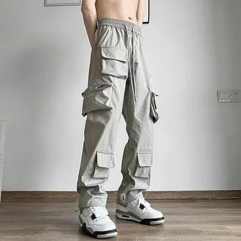 HOUZHOU Langevari Cargo Püksid Meestele Kiire Kuivamise Vabaaja Techwear Mustad Püksid Mees Suur Suurus Suvel Streetwear Hip-Hop Tasku