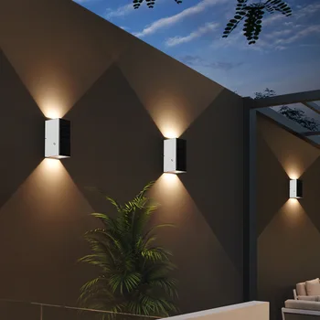 LED Aluminum Solar Lamp Väljas Veekindel Aed seinavalgusti Intelligentne tulede Villa Hotel Koridori Solar Lambid Valgustus
