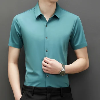 Särk Meeste Suvel Solid Color Slim Business Casual Triikimine Lühikese Varrukaga Särk Meeste Professional Wear