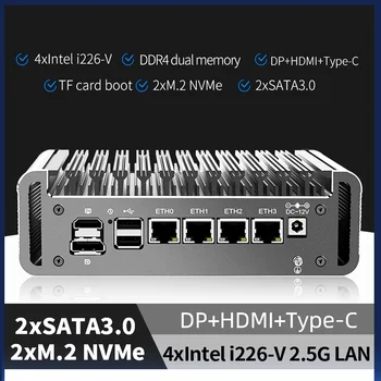 12. Gen Intel Celeron J6413 4x i226-V 2,5 G LAN 2*NVMe 2*SATA Tulemüüri Fanless Mini PC Pehme Ruuteri Proxmox Arvuti ESXi AES-NI