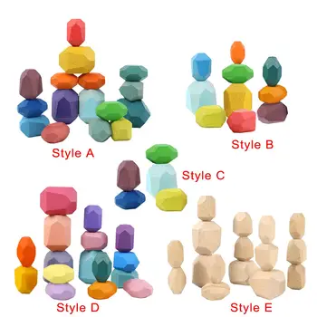 Puidust Tasakaalustamine Virnastamine Kivid Montessori Puzzle Mänguasjad Kerge Artware ehitusplokid Virnastamise Mängu Poisid Tüdrukud Lapsed