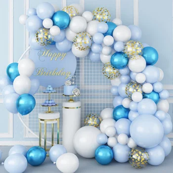 102pcs Metallist Sinine Valge peep varba kingad Pool Õhupalli Keti Komplekt Baby Shower 1. Aastapäeva Sünnipäeva Kaunistamiseks Pulmad Sünnipäev Õhupallid
