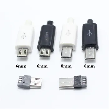10TK/ Micro-USB-4Pin Male connector pistik Must/Valge keevitus Andmete OTG line interface DIY kaabel tarvikud
