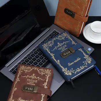 Mõtetes Sisima Saladusi iga Päev Päevikut Raamat Sülearvuti Lukk Äri Notepad Parool Lukk Sülearvuti Vintage Codebook