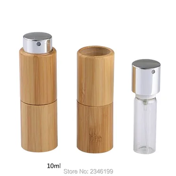 10ML 10tk/palju Kruvi Disain Tühi Bambusest Lõhnaõli Pudel, DIY Top Klass Klaas Scent Spray Pudel, Loominguline Kaasaskantav Toru Parfüümi