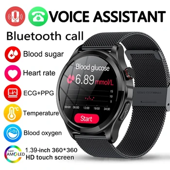 Bluetooth-Helista Meeste smartwatch veresuhkru EKG+PPG Automaatne Infrapuna Vere Hapniku Südame Löögisageduse, vererõhu -, Tervise-Smart Vaadata