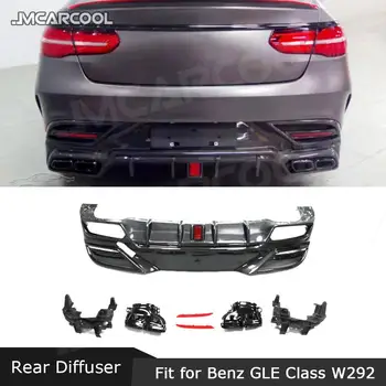 Carbon fiber Rear Bumper Huule Hajuti koos Heitgaasi Vihjeid Muffer Jaoks Mercedes Benz GLE Klassi W292 GLE350 GLE63 AMG Coupe 2016-2019