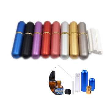 8pcs 8 värvi Korduvtäidetavaid Alumiinium ja Klaas Tühi eeterlik Õli Isiklik Inhalaator Toru 24tk kõrge kvaliteedi tahid