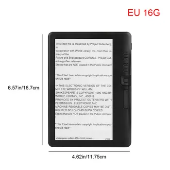 E-book Reader, 7-tolline TFT HD Ekraan MP3 Mängija, E-book Tablet 16GB 16 9 Suhe Lugemise Seade ELI