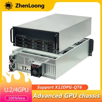 ZhenLoong U. 2 NVMe 4GPU Rack Server Case 4U-11 Pesa PCI 12 Bay HDD Hot-Swap Šassii Toetada Supermirco X12DPG-QT6 CRPS Power